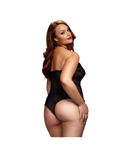 Lace Bodysuit & Bra Slits Red Bow Grande taille - Baci