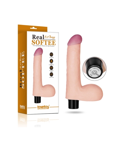 Vibromasseur réaliste avec testicules (21 cm) Softee 8" Vibromasseur réaliste avec testicules (21 cm) Softee 8"