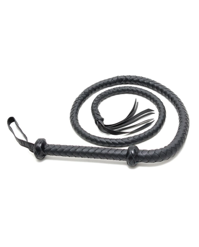 BDSM Peitsche in schwarz geflochtenem Leder (155 cm) - Rimba