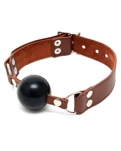 Ball Gag in silicone e pelle Ø 4.4 cm Marrone - Rimba