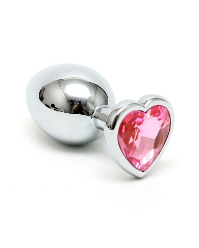 Butt plug con cristallo a forma di cuore (Pink) - Rimba