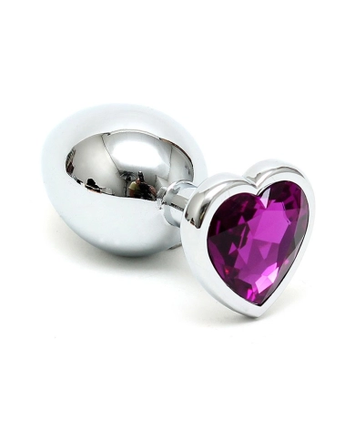 Plug anal en acier cristal en coeur (Violet) - Rimba