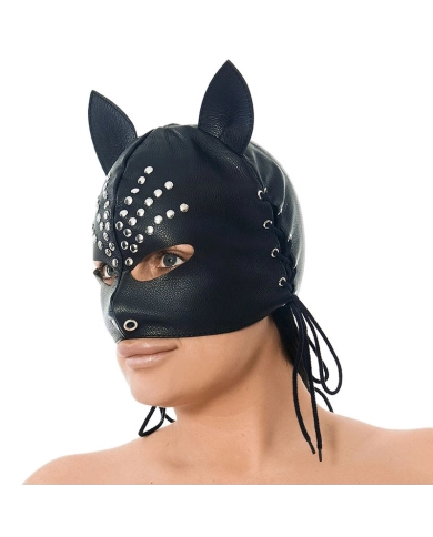Leather BDSM mask decorated with ears - Rimba