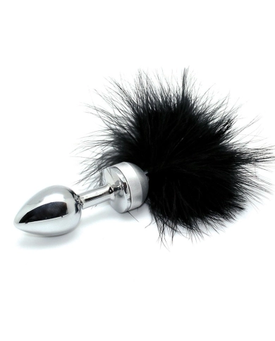 Plug anal en métal avec plumes Noir - Rimba