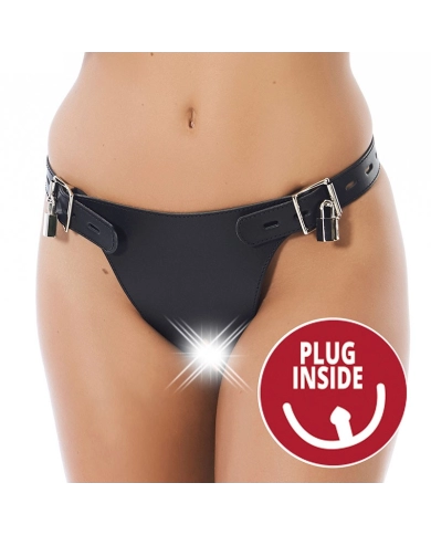 Leather Chastity belt for woman with butt plug - Rimba