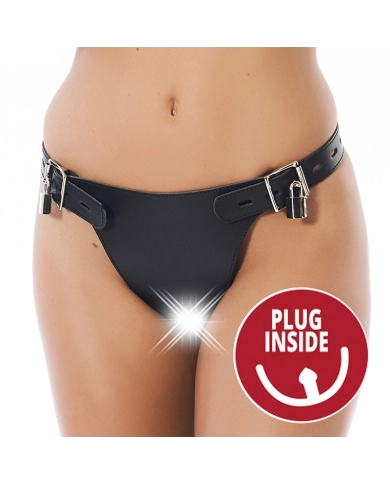 Leder Keuschheitsgürtel für Frau mit Buttplug - Rimba