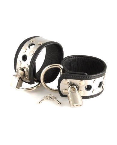 Leather and metal handcuffs with padlock - Rimba Leather and metal handcuffs with padlock - Rimba