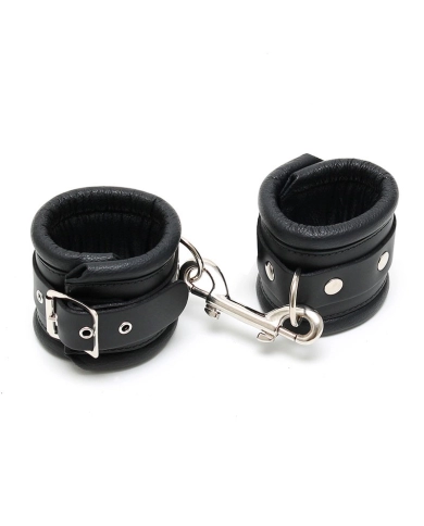Black leather padded handcuffs (Ankles) - Rimba Black leather padded handcuffs (Ankles) - Rimba