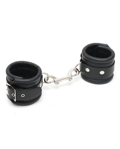 Black leather padded handcuffs (Ankles) - Rimba Black leather padded handcuffs (Ankles) - Rimba