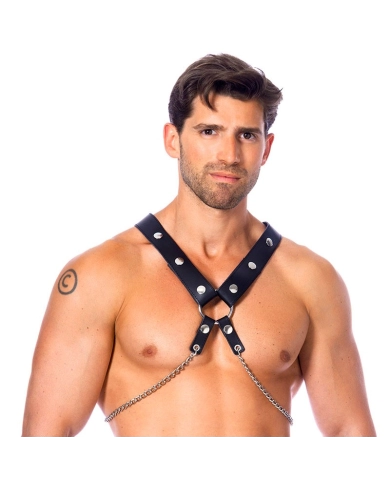 BDSM Leather harness with metal chains (Man) – Rimba BDSM Leather harness with metal chains (Man) – Rimba