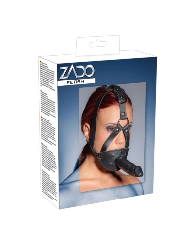 Leather Head Harness with Dildo - Zado