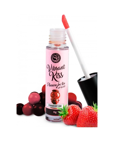 Gloss à fellation Vibrant Kiss (Strawberry Gum) - Secret Play