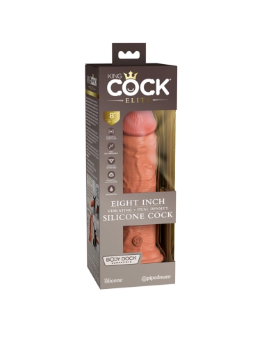 Penis Vibrator - King Cock Elite Dual Density 8" (Flesh)