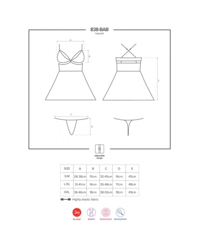 Babydoll & String 838 (rosso) - Obsessive