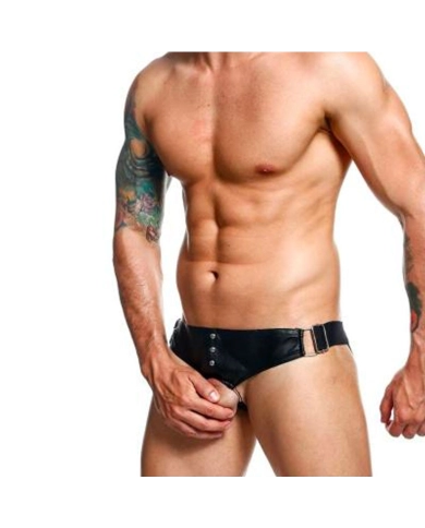 Leatherette jockstrap with penis ring - DNGEON