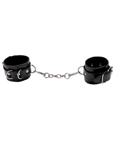 black leather padded handcuffs - XXdreamSToys