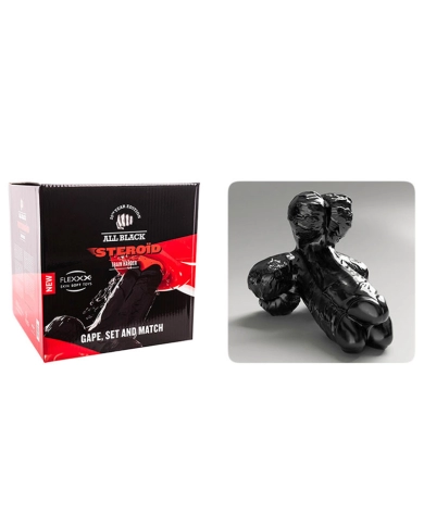Large Analplug Dreifach-Penis - All Black Steroïd Gape