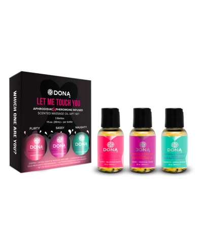 Set di oli da massaggio ai feromoni 3x 30ml "Let Me Touch You" - Dona Set di oli da massaggio ai feromoni 3x 30ml "Let Me Touch You" - Dona