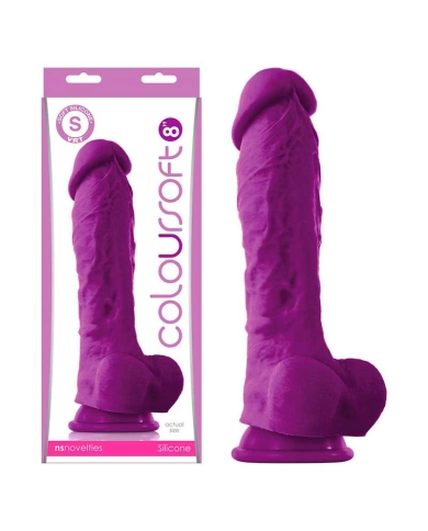 Dildo with scrotum Colours Soft 18cm (Violet) - NS Novelties