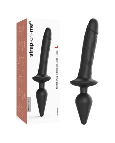 Dildo realistico con Butt Plug (Nero) - strap-on-me Dildo realistico con Butt Plug (Nero) - strap-on-me