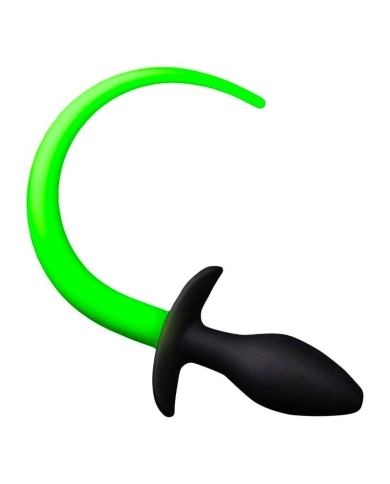 Anal plug with glow-in-the-dark dog tail - Ouch!