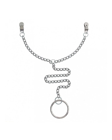 Breast clamps with chain and cockring (5 cm) - Rimba Breast clamps with chain and cockring (5 cm) - Rimba
