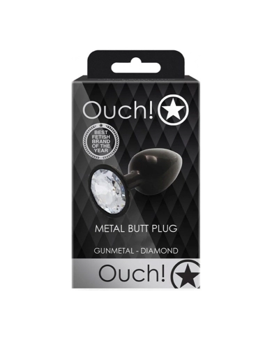Plug anal en métal noir avec cristal argenté - Ouch! Plug anal en métal noir avec cristal argenté - Ouch!