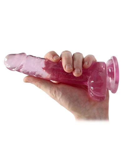 Dildo with testicles and suction cup 14 cm (Pink) - RealRock Crystal Clear Dildo with testicles and suction cup 14 cm (Pink) - RealRock Crystal Clear