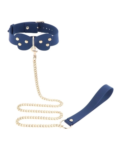 BDSM collar with leash (Blue) - Taboom Silicone Supreme BDSM collar with leash (Blue) - Taboom Silicone Supreme