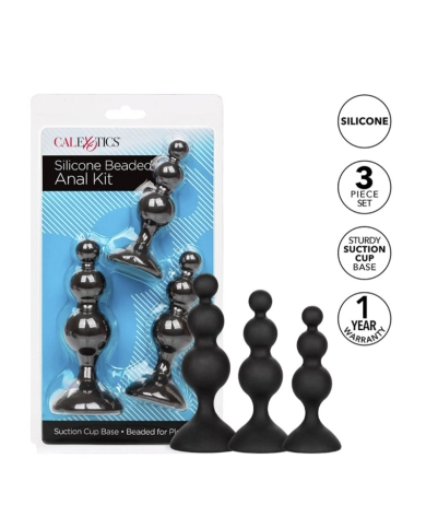 Anal Bead Set (Black) - CalExotics Silicone Beaded Anal Kit