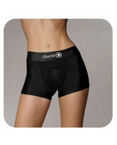 Harnais lingerie Ouch! Vibrating Strap-on Boxer - Noir Harnais lingerie Ouch! Vibrating Strap-on Boxer - Noir