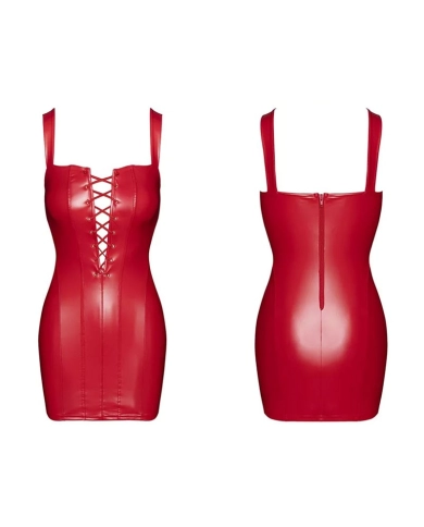 Miniabito sexy - Nero Handmade Power Wetlook F364 (Rosso)