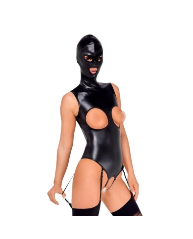 Bad Kitty Body ouvert avec cagoule à 3 ouvertures - Noir