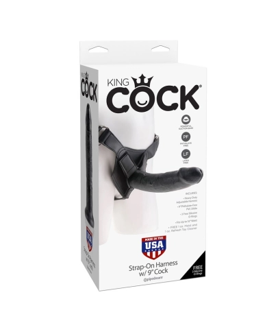 Strapon realistico nero 23cm - King Cock 9 Strapon realistico nero 23cm - King Cock 9