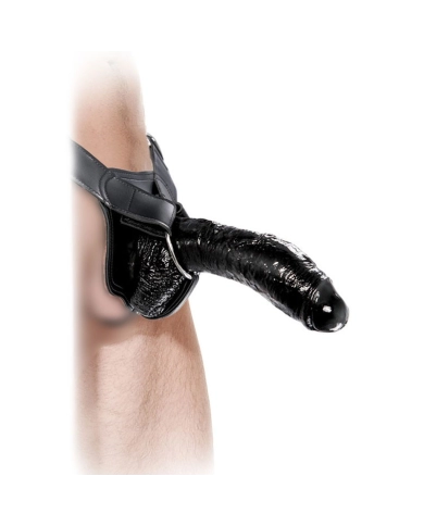 Harnais avec godemichet extrême courbé et creux 10" – noir Harnais avec godemichet extrême courbé et creux 10" – noir