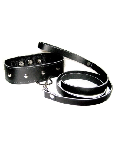 Laisse et collier de soumission en cuir Collar & Leash Set - Sportsheet