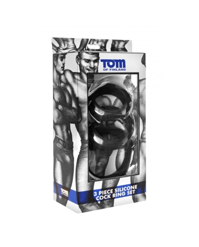 Cockring Set estensibile 3 pz. Nero - Tom Of Finland Cockring Set estensibile 3 pz. Nero - Tom Of Finland