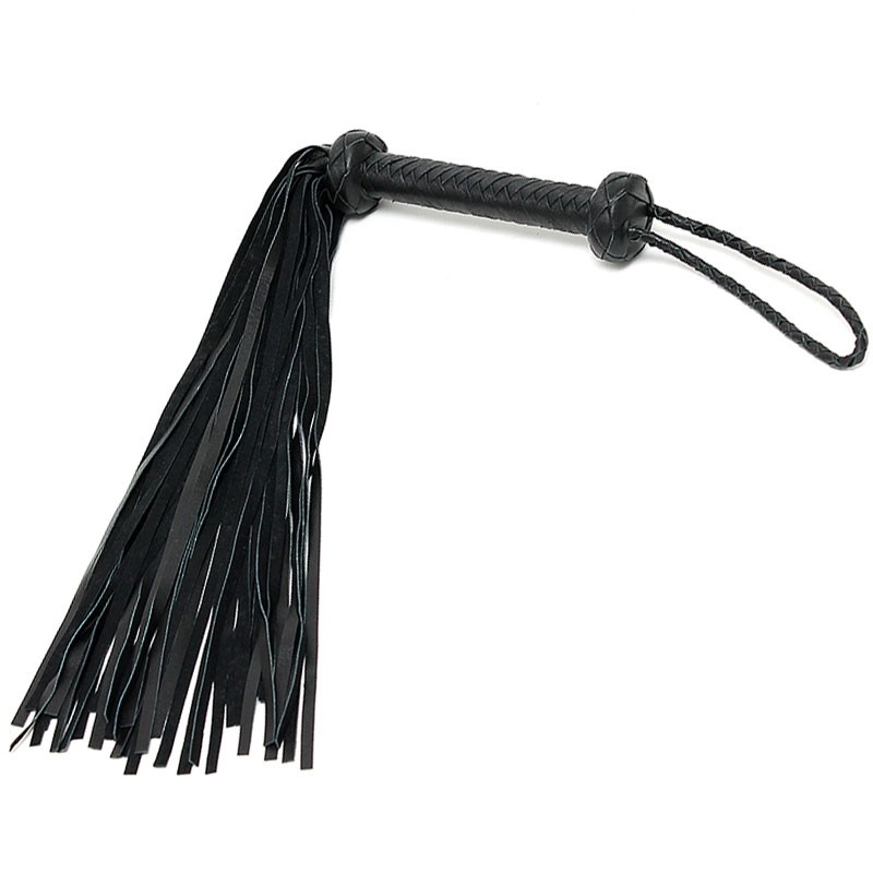 Martinet BDSM en Daim et cuir tressé Noir - Rimba