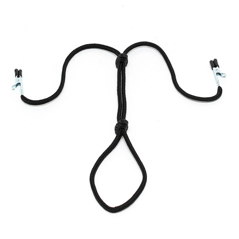 Brustklammern mit Penis & Hodensack Schnur - Rimba