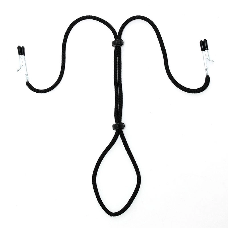 Brustklammern mit Penis & Hodensack Schnur - Rimba