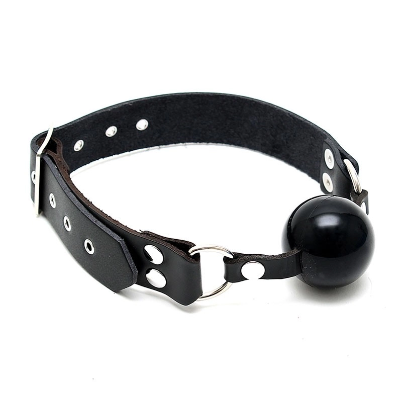 Bal Gag en silicone et cuir Ø 4.4 cm Noir - Rimba