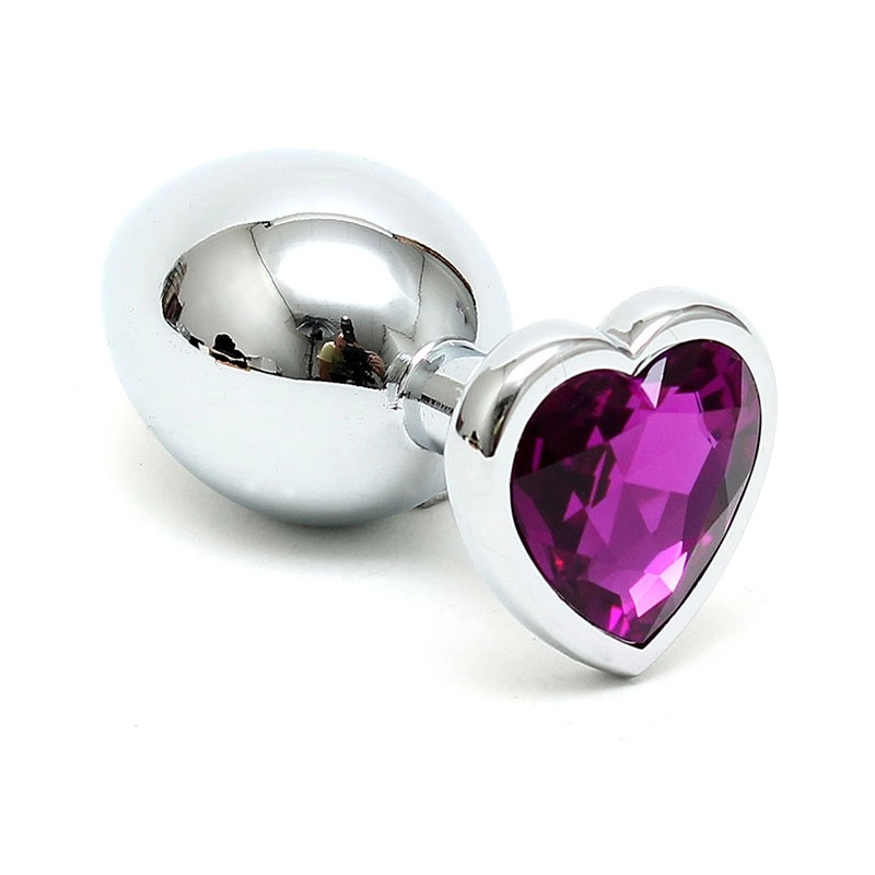 Plug anal en acier cristal en coeur (Violet) - Rimba