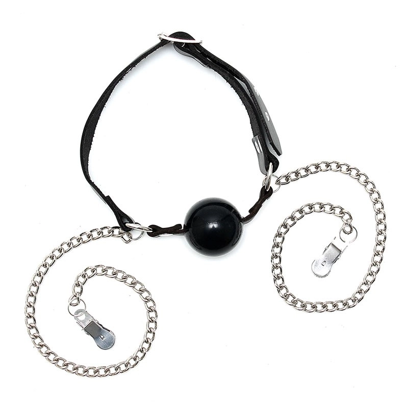 Bavaglio con pinze per i seni - Rimba