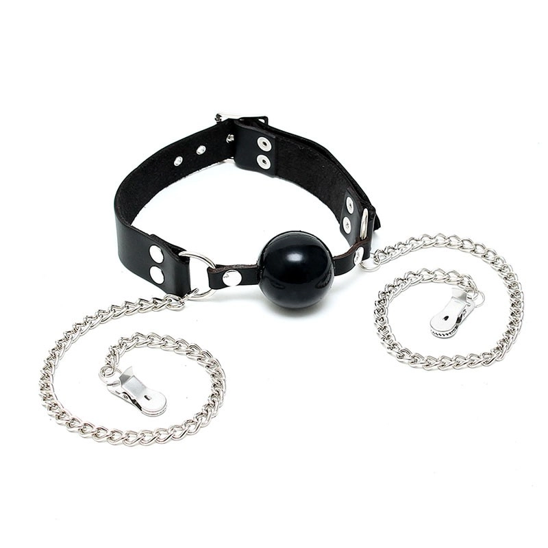 Bavaglio con pinze per i seni - Rimba