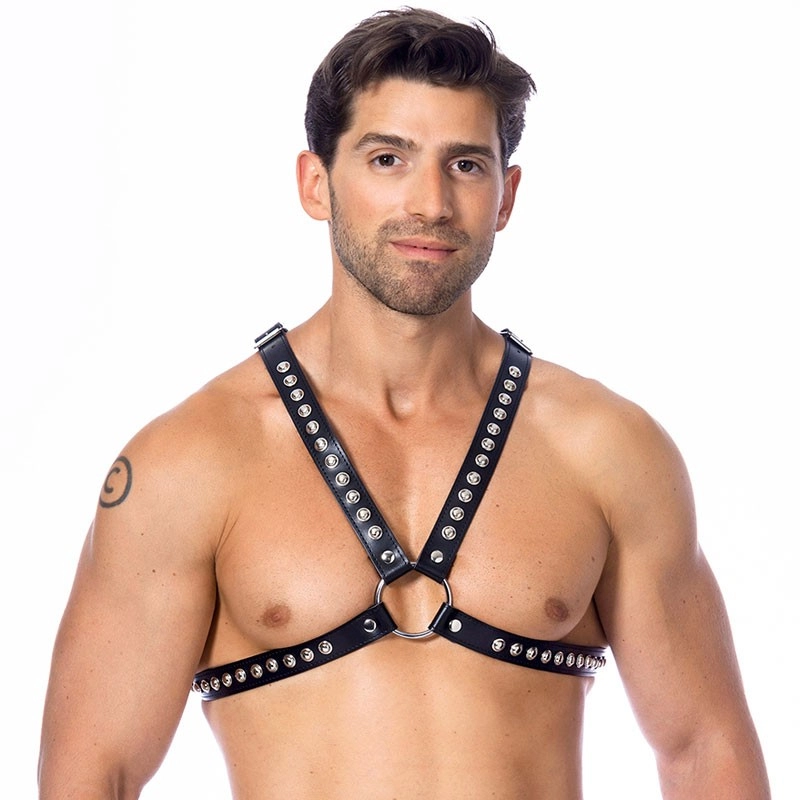 Finimenti BDSM di cuoio con rivetti (uomo) – Rimba