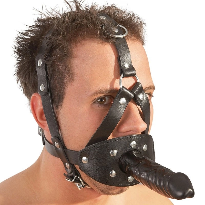 Leather Head Harness with Dildo - Zado