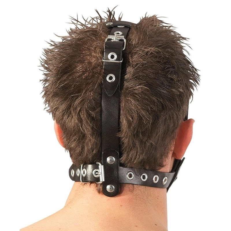 Leather Head Harness with Dildo - Zado