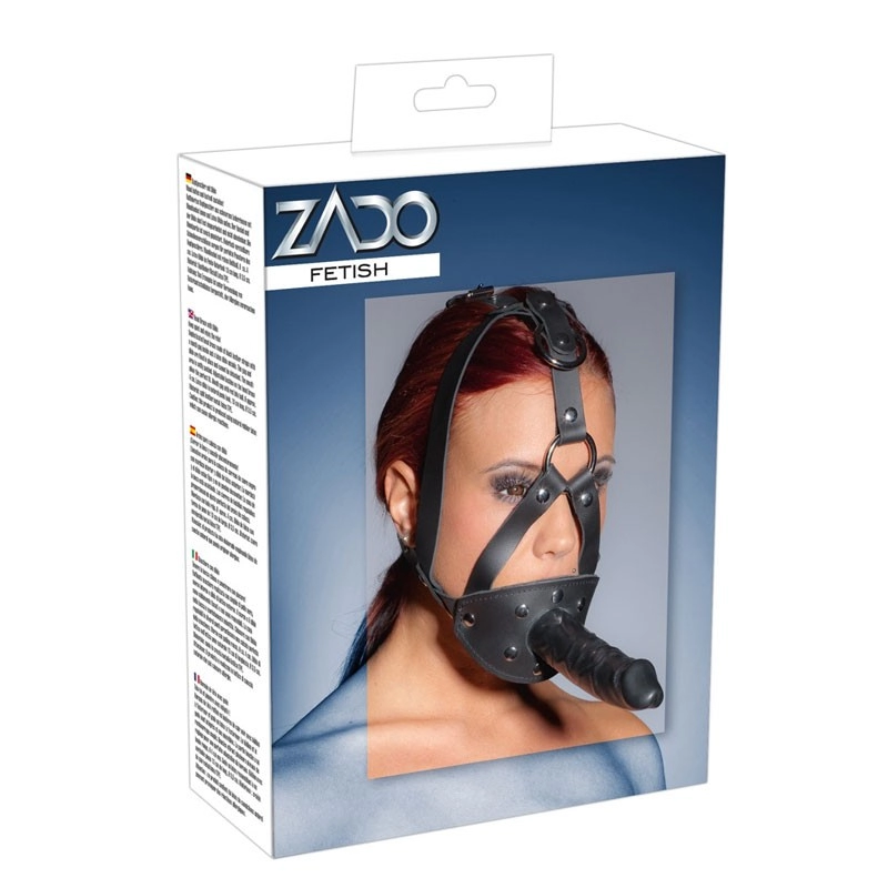 Leather Head Harness with Dildo - Zado