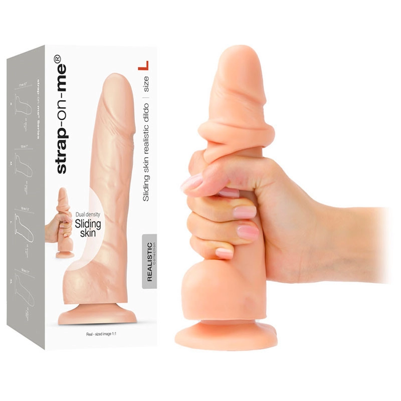 Dildo realistico con scroto - strap-on-me Sliding Skin (Large)