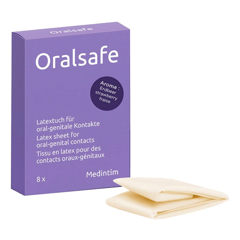 ORAL safe Latex-Tücher (Erdbeere) 8St.